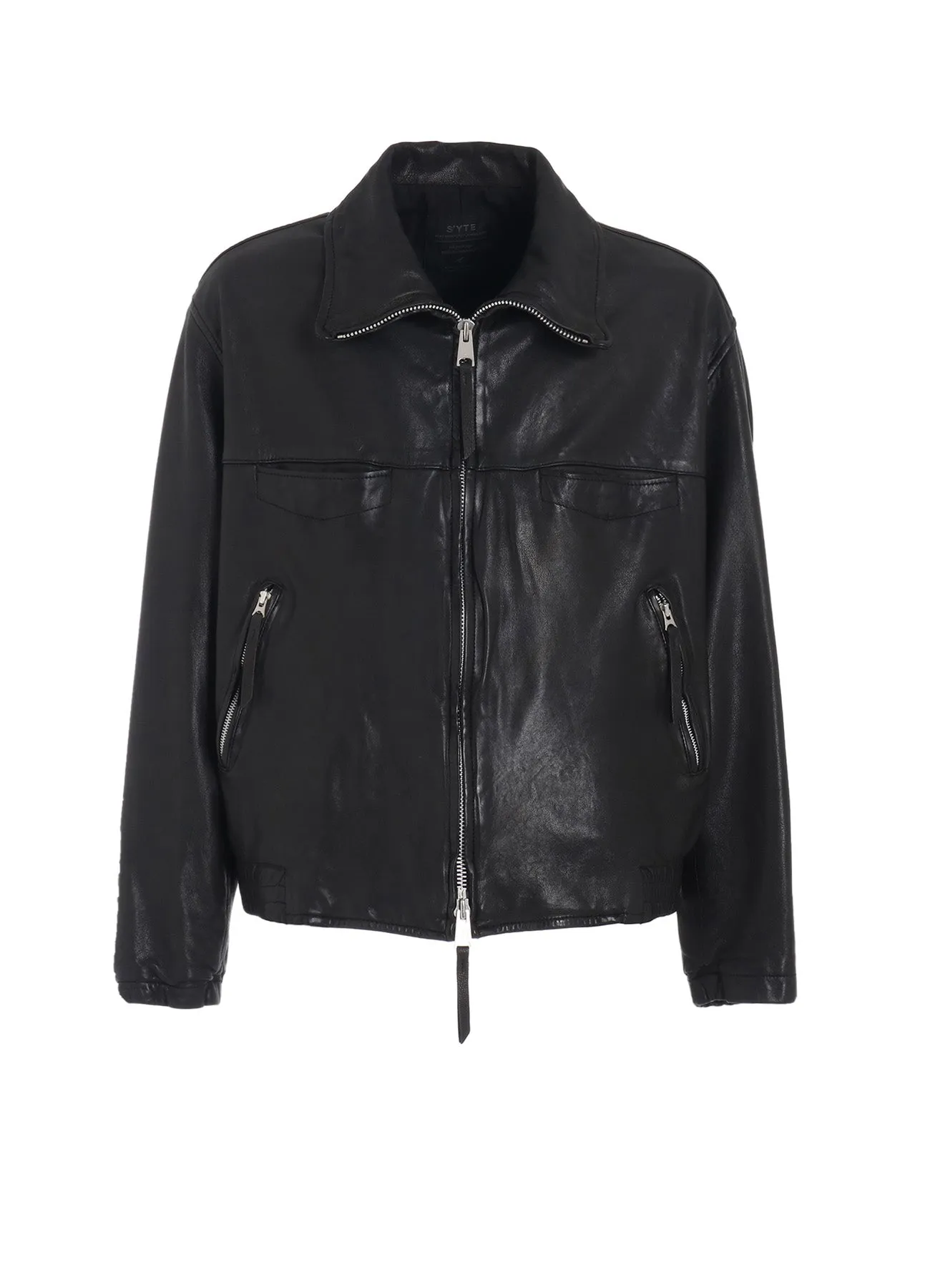 VEGETABLE TANNED SHEEP LEATHER OVERSIZED ZIPPER BLOUSON sold by Yohji Yamamoto