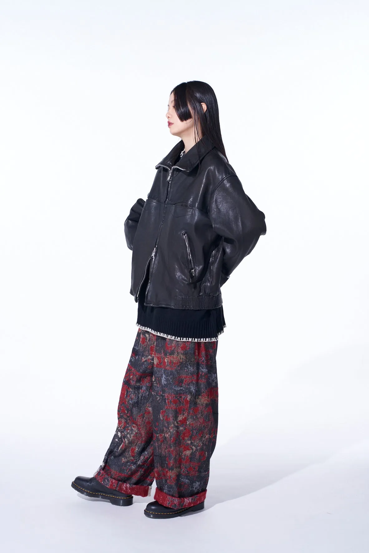 VEGETABLE TANNED SHEEP LEATHER OVERSIZED ZIPPER BLOUSON sold by Yohji Yamamoto product image thumbnail 2