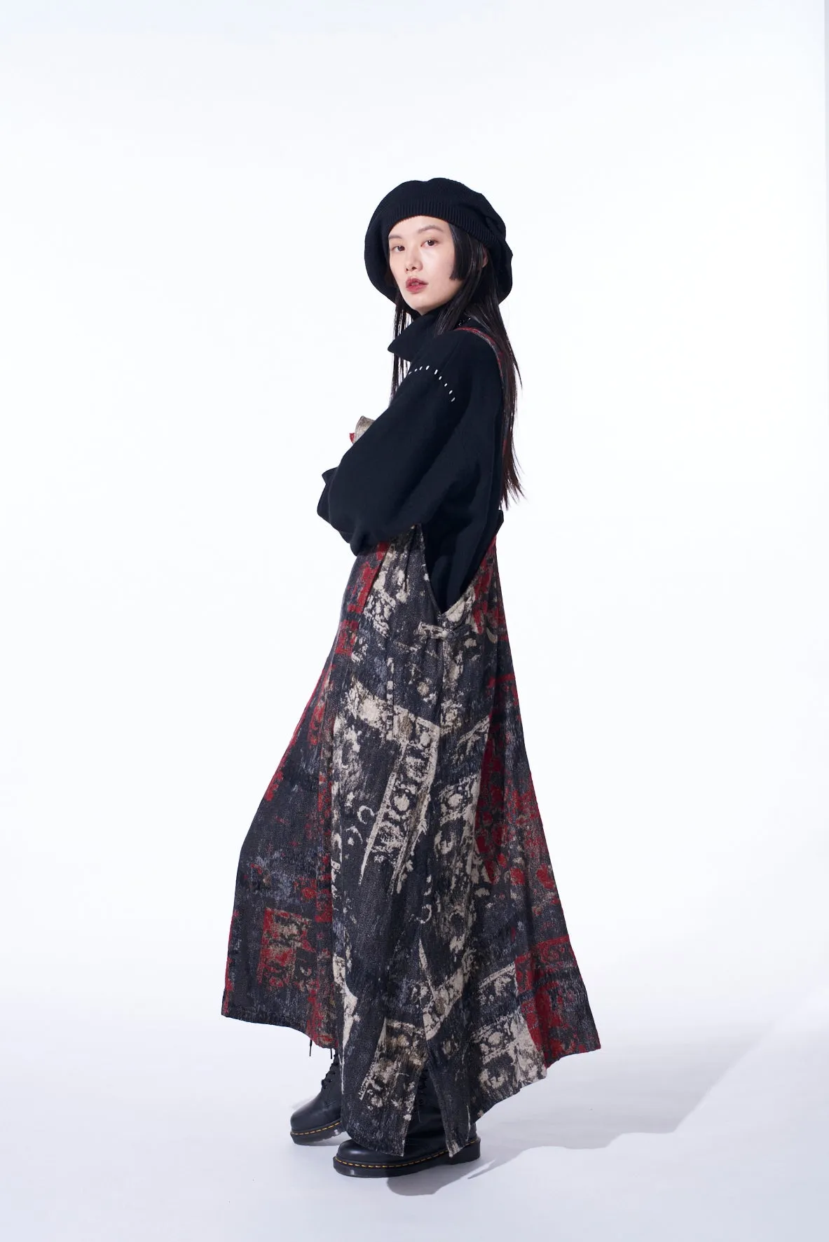 FLORAL JACQUARD PLEATED SHOULDER STRAP DRESS sold by Yohji Yamamoto product image thumbnail 3