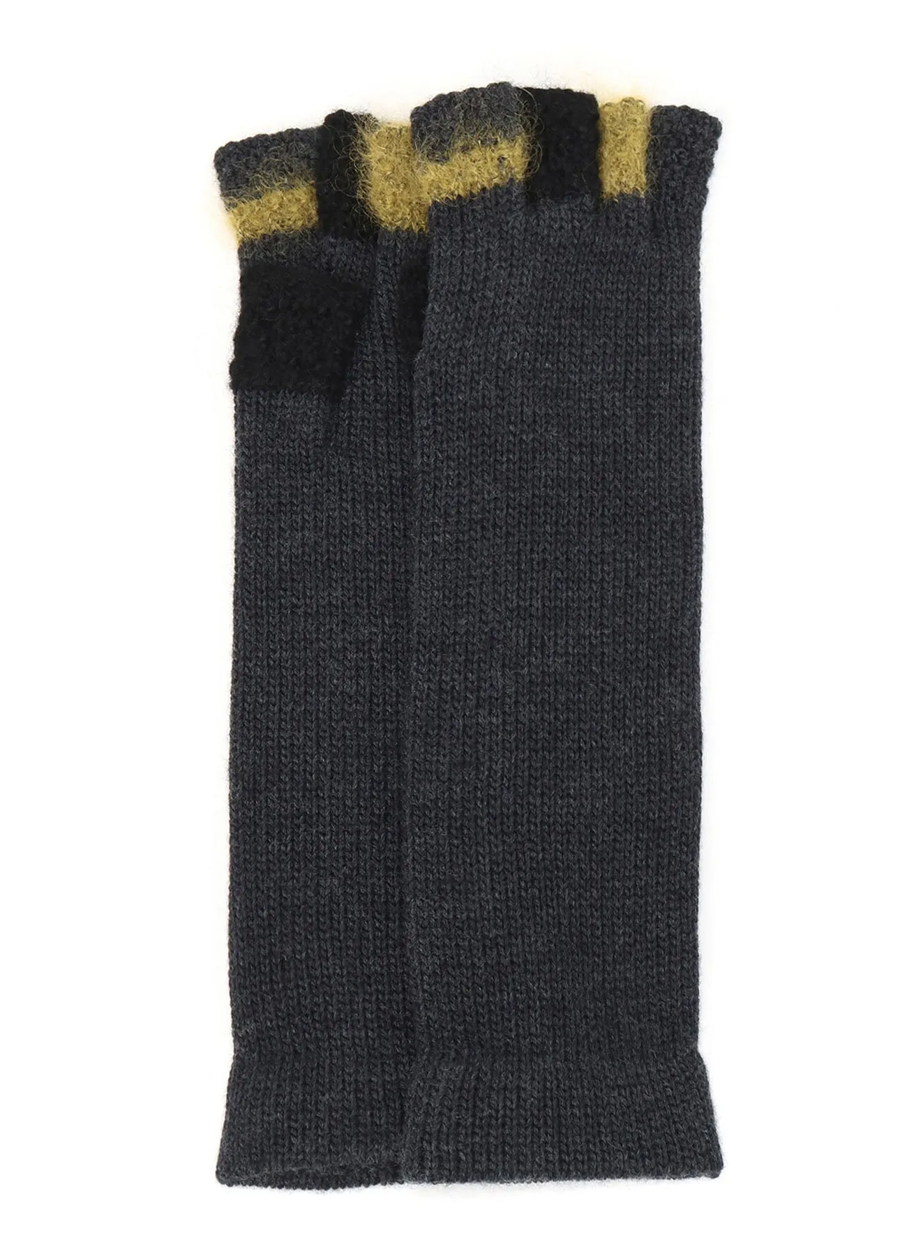 W SLUB×MOHAIR PATCHED FINGERLESS LONG GLOVES sold by Yohji Yamamoto product image thumbnail 2