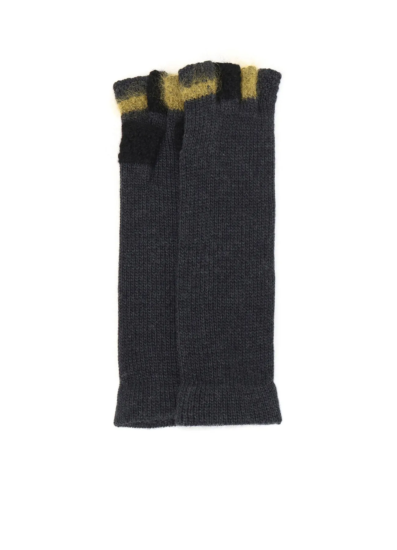 W SLUB×MOHAIR PATCHED FINGERLESS LONG GLOVES sold by Yohji Yamamoto