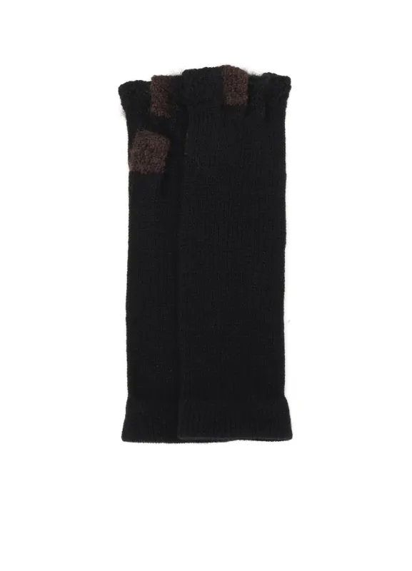 W SLUB×MOHAIR PATCHED FINGERLESS LONG GLOVES sold by Yohji Yamamoto