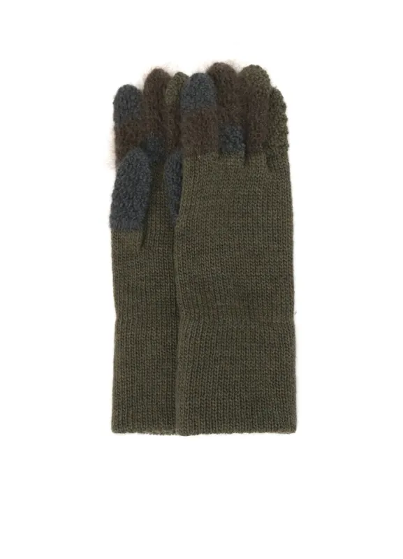W SLUB×MOHAIR PATCHED SHORT GLOVES sold by Yohji Yamamoto