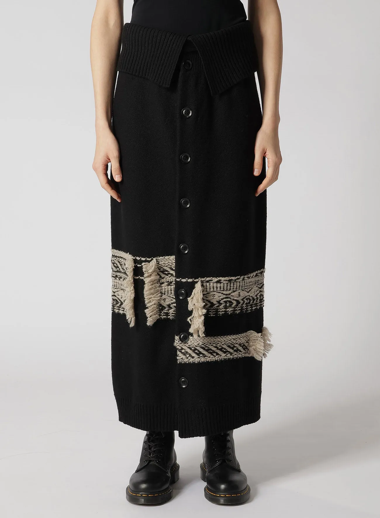 WOOL BLEND JACQUARD SKIRT sold by Yohji Yamamoto product image thumbnail 4