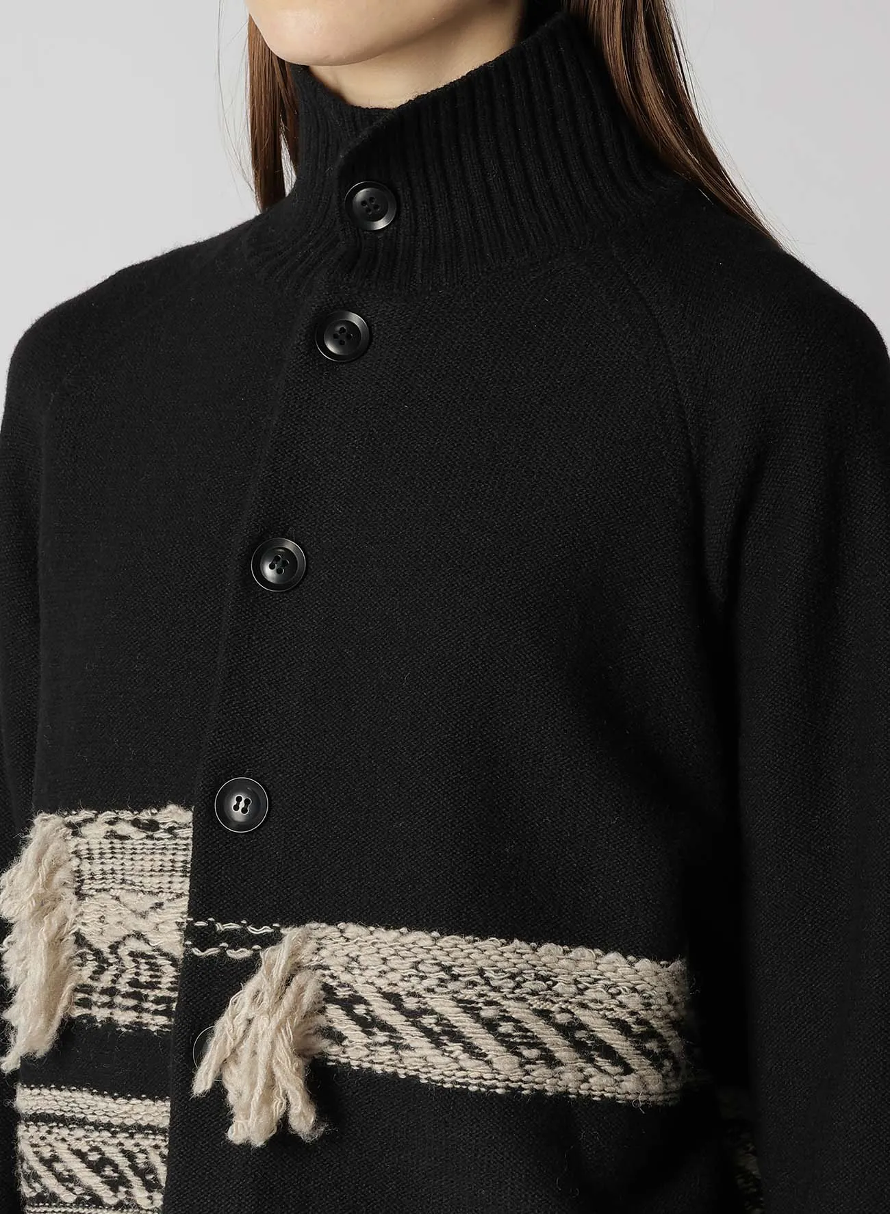 WOOL BLEND JACQUARD HIGH NECK CARDIGAN sold by Yohji Yamamoto product image thumbnail 5