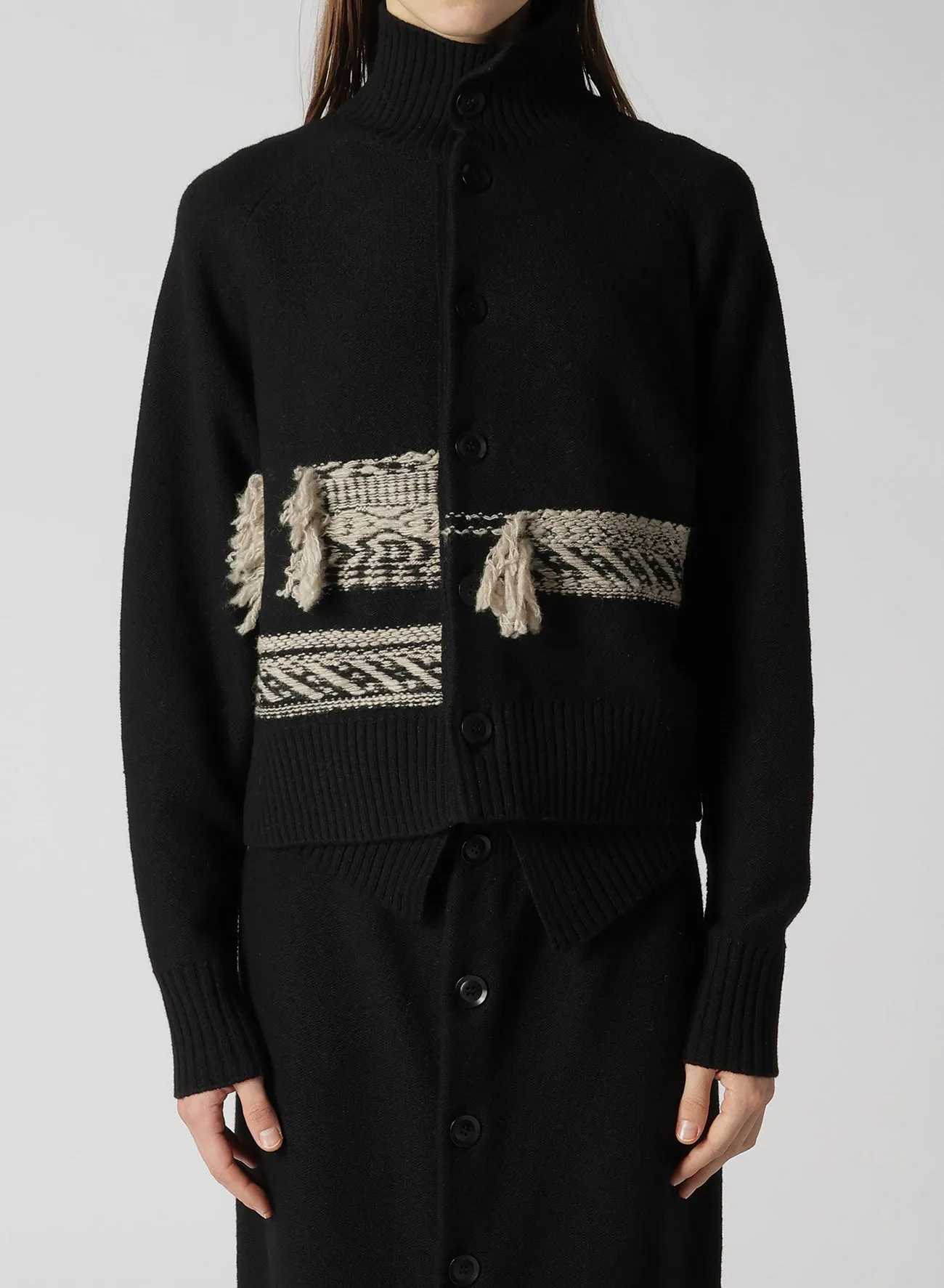 WOOL BLEND JACQUARD HIGH NECK CARDIGAN sold by Yohji Yamamoto product image thumbnail 4