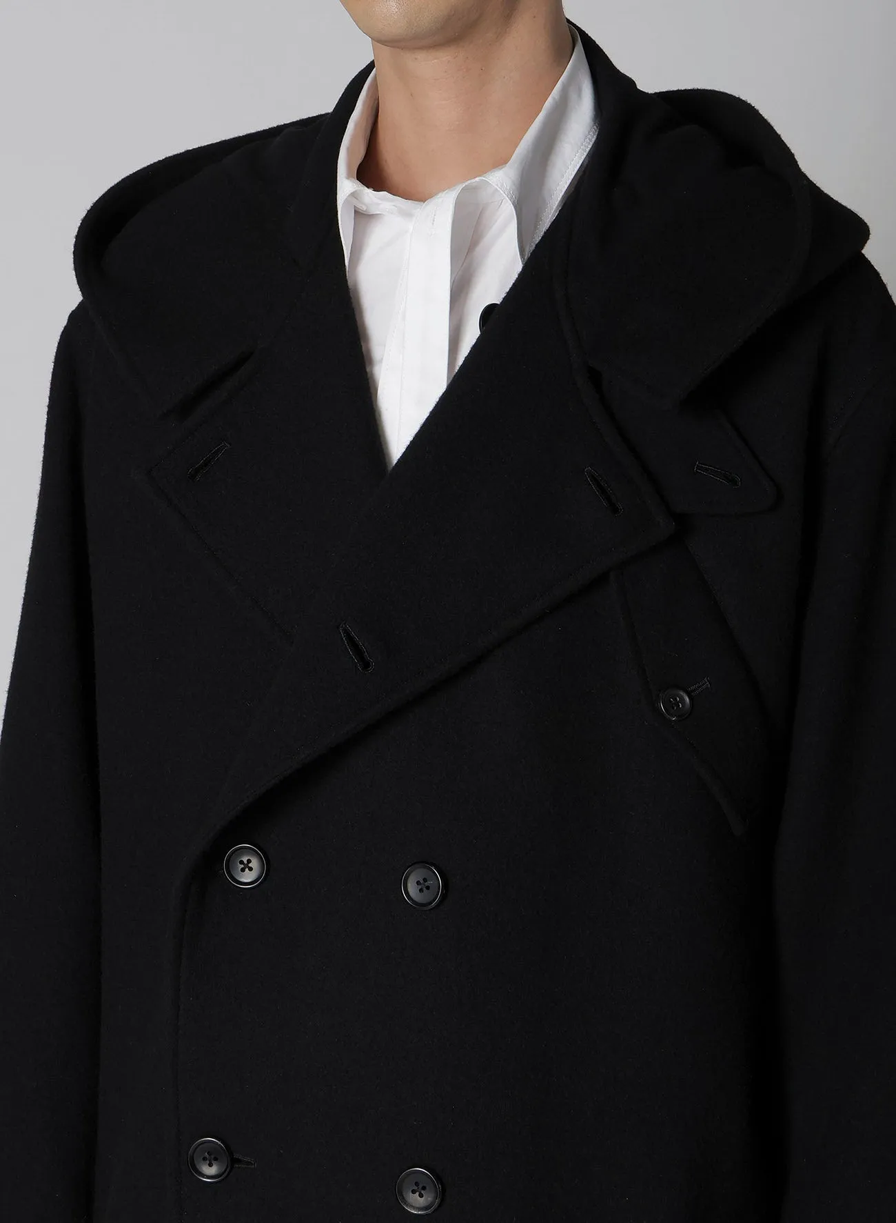 AIRY MOSSER W FRONT HOODED COAT sold by Yohji Yamamoto product image thumbnail 4