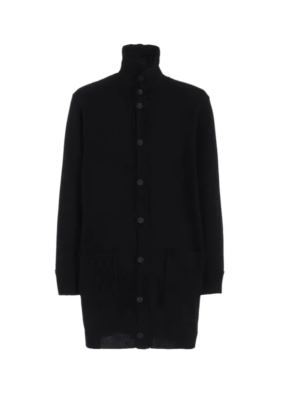 7G JERSEY 3G RIB DESIGNED NECK LONG CARDIGAN made by Yohji Yamamoto