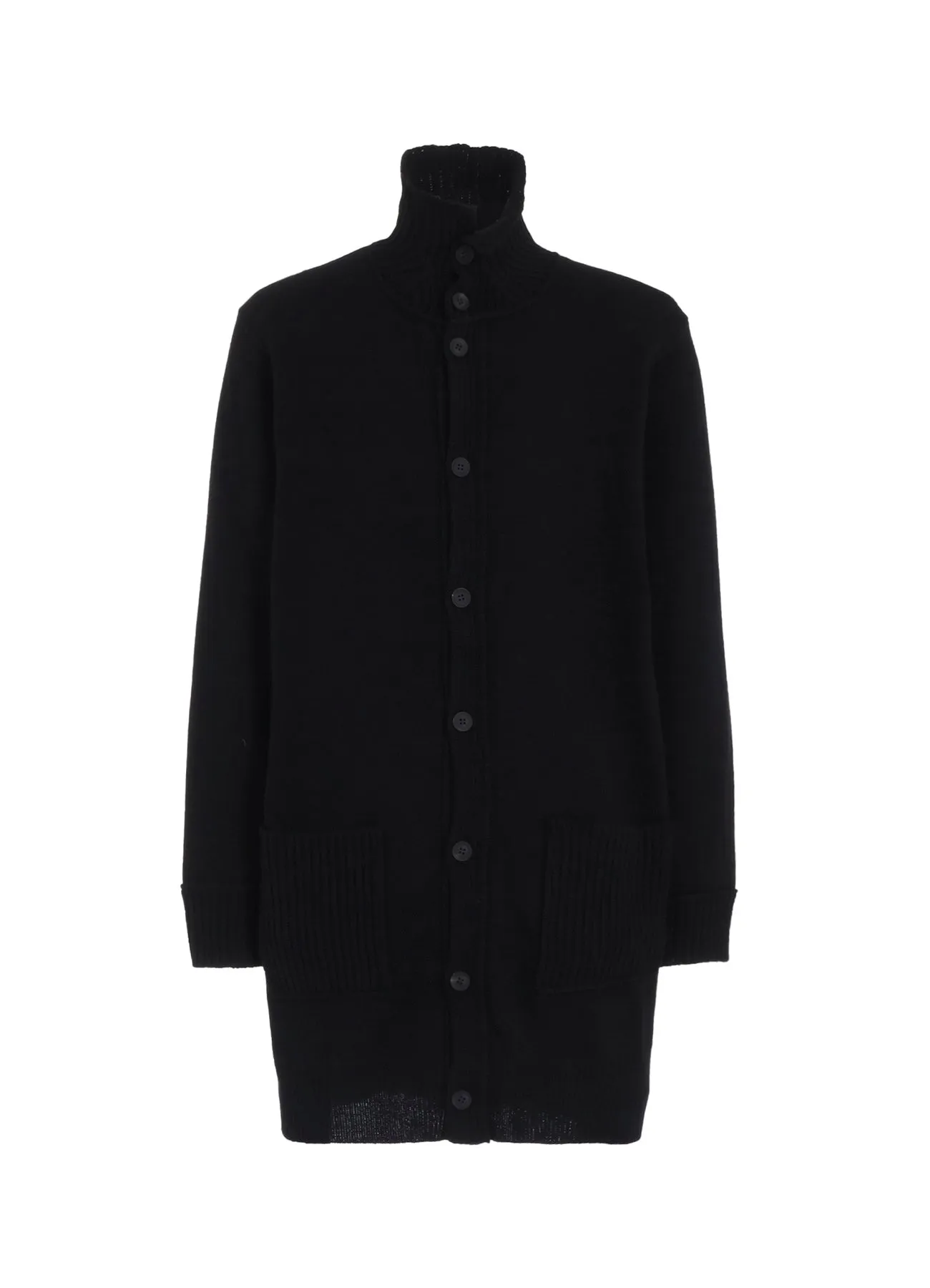 7G JERSEY 3G RIB DESIGNED NECK LONG CARDIGAN sold by Yohji Yamamoto