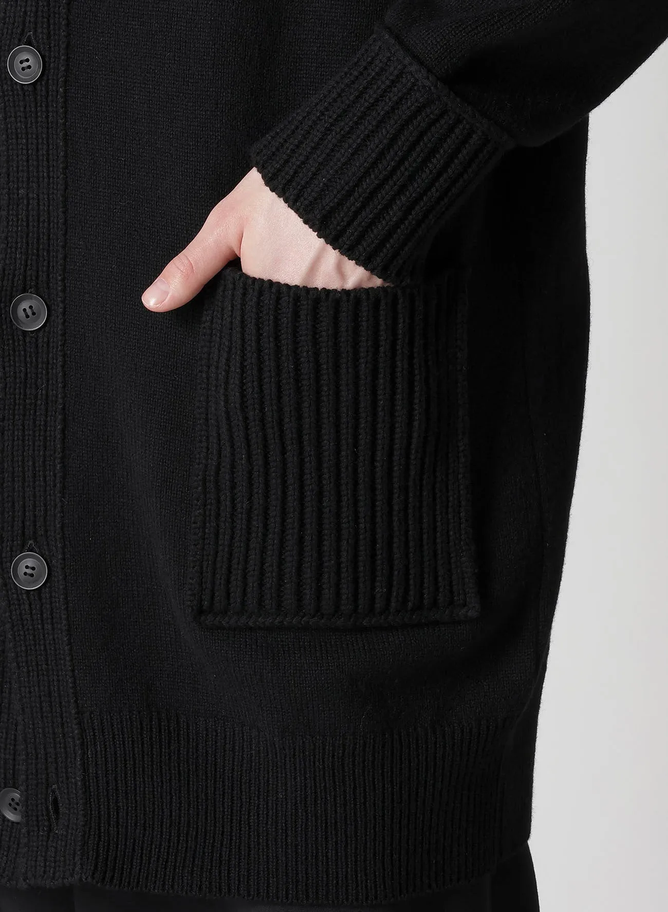 7G JERSEY 3G RIB DESIGNED NECK LONG CARDIGAN sold by Yohji Yamamoto product image thumbnail 5