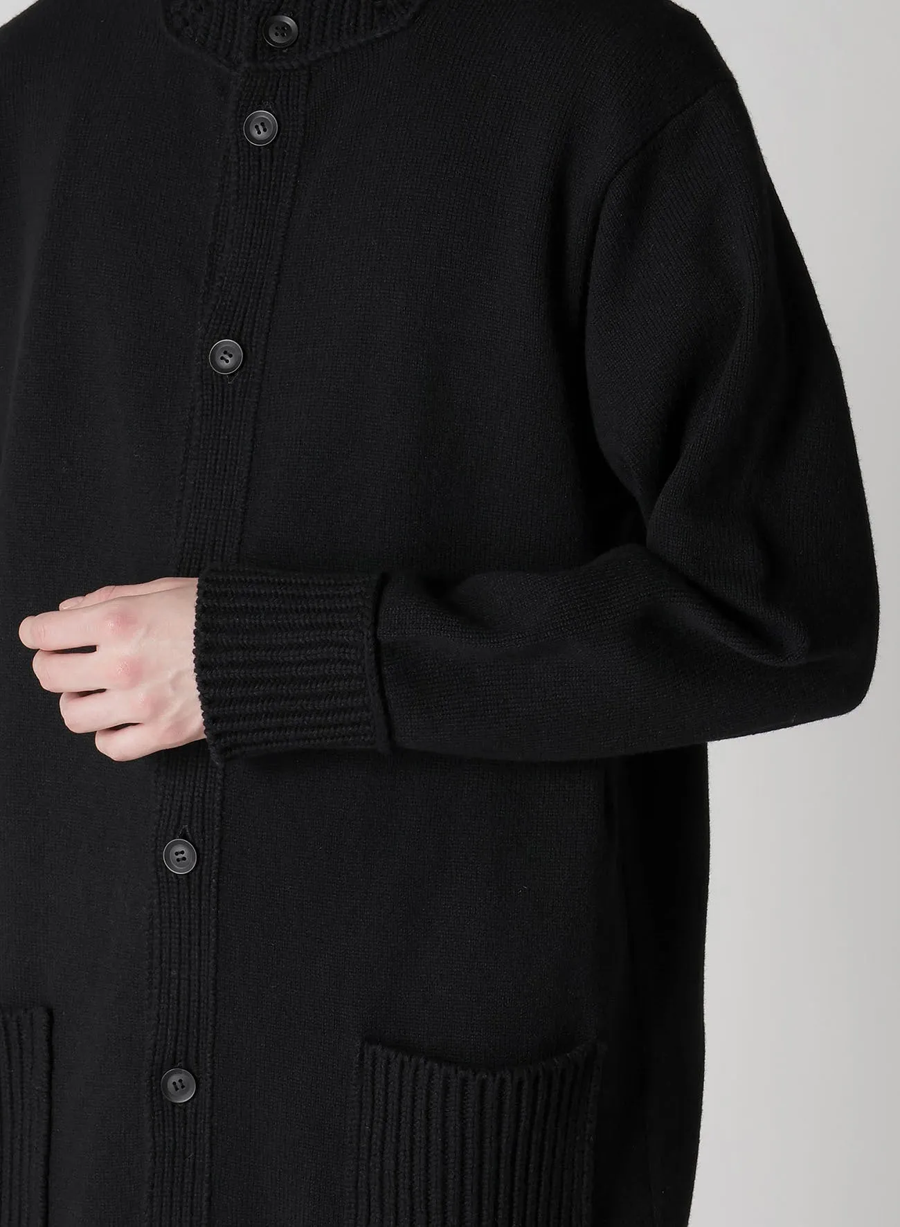 7G JERSEY 3G RIB DESIGNED NECK LONG CARDIGAN sold by Yohji Yamamoto product image thumbnail 4