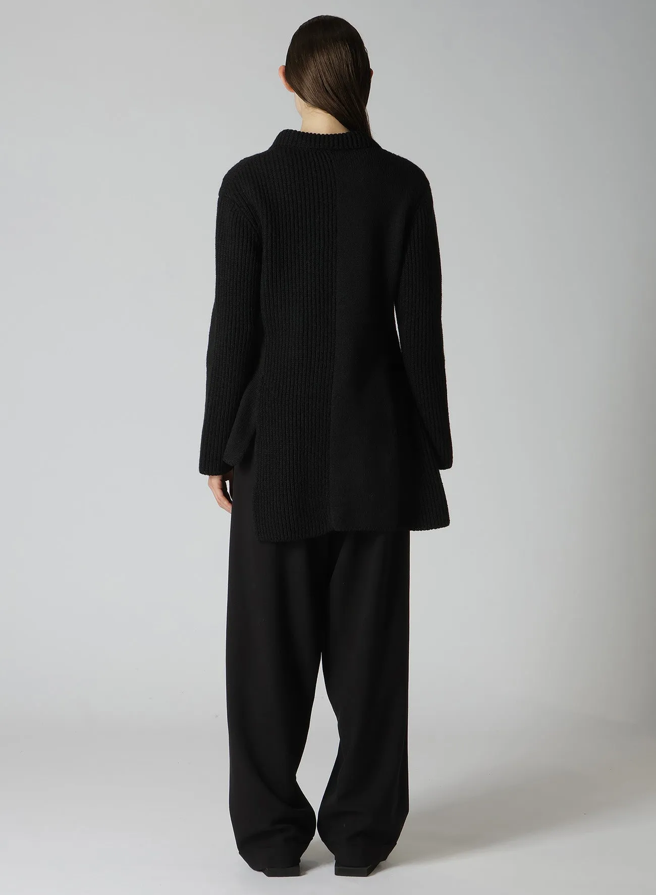 HALF CARDIGAN+PLAIN WEAVE ASYMMETRY JACKET sold by Yohji Yamamoto product image thumbnail 5
