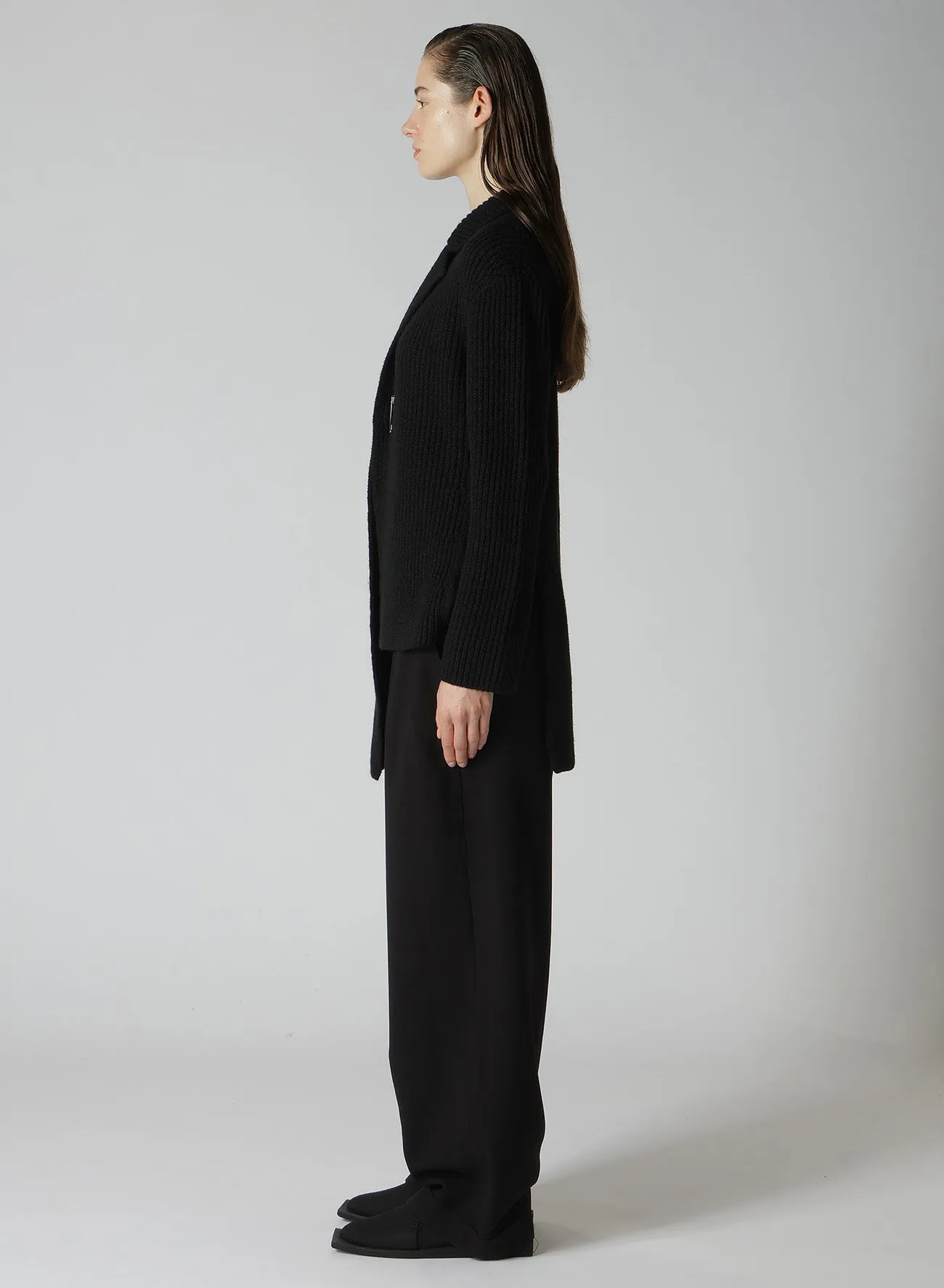 HALF CARDIGAN+PLAIN WEAVE ASYMMETRY JACKET sold by Yohji Yamamoto product image thumbnail 4