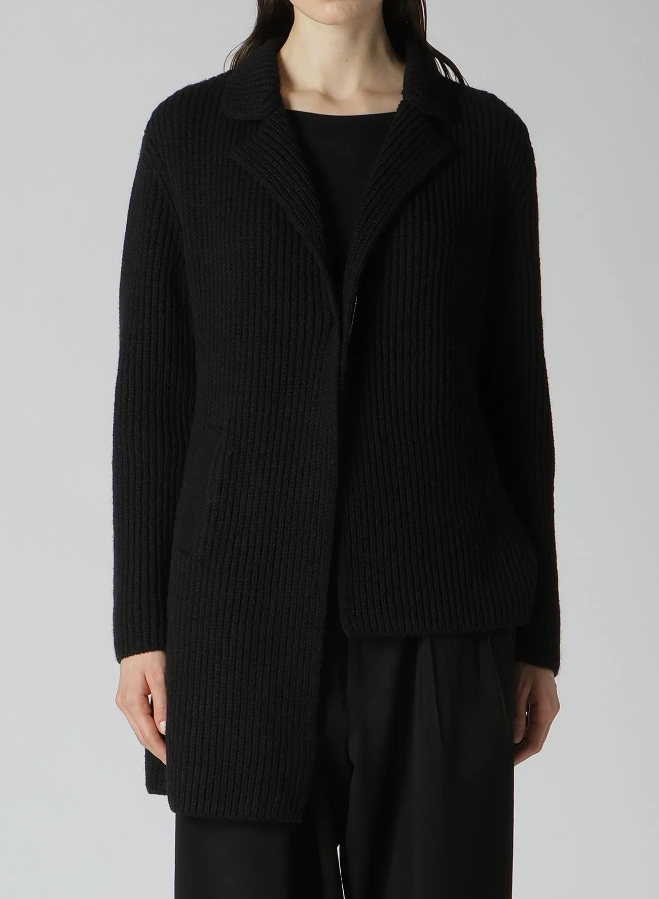HALF CARDIGAN+PLAIN WEAVE ASYMMETRY JACKET sold by Yohji Yamamoto product image thumbnail 2