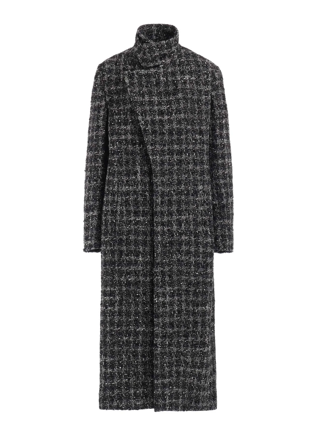 GREY HOUNDSTOOTH R DOUBLE LAYERED LONG COAT sold by Yohji Yamamoto product image thumbnail 4