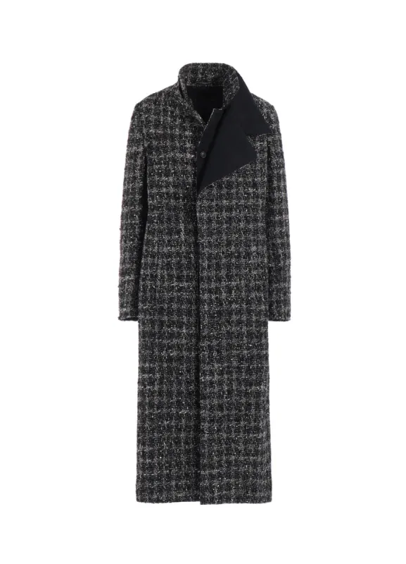 GREY HOUNDSTOOTH R DOUBLE LAYERED LONG COAT sold by Yohji Yamamoto