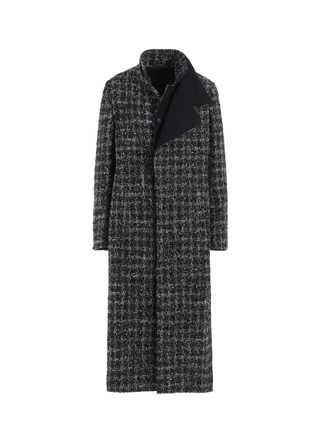 GREY HOUNDSTOOTH R DOUBLE LAYERED LONG COAT sold by Yohji Yamamoto