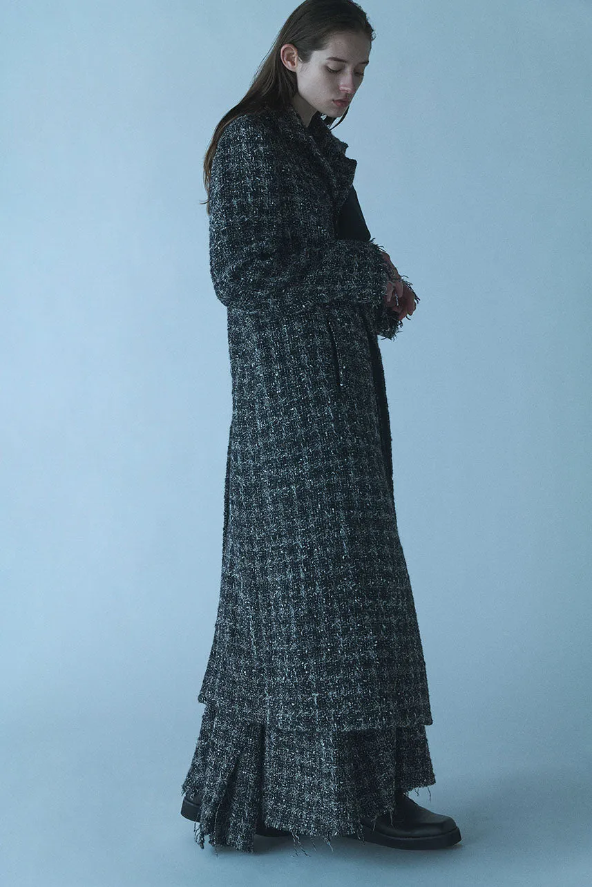 GREY HOUNDSTOOTH R DOUBLE LAYERED LONG COAT sold by Yohji Yamamoto product image thumbnail 2
