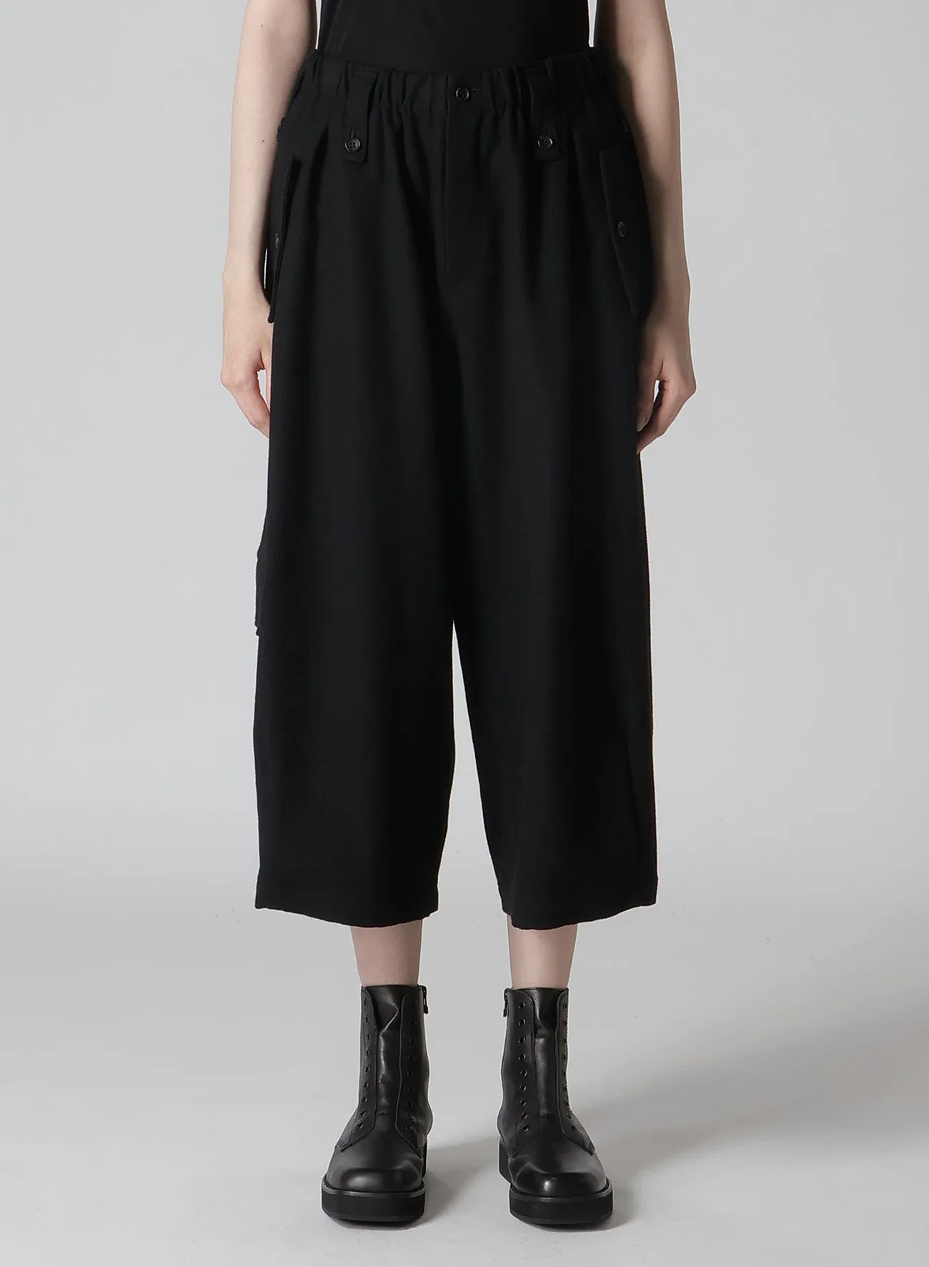 SHRINK WOOL GABARDINE POCKET DETAIL WIDE PANTS sold by Yohji Yamamoto product image thumbnail 2