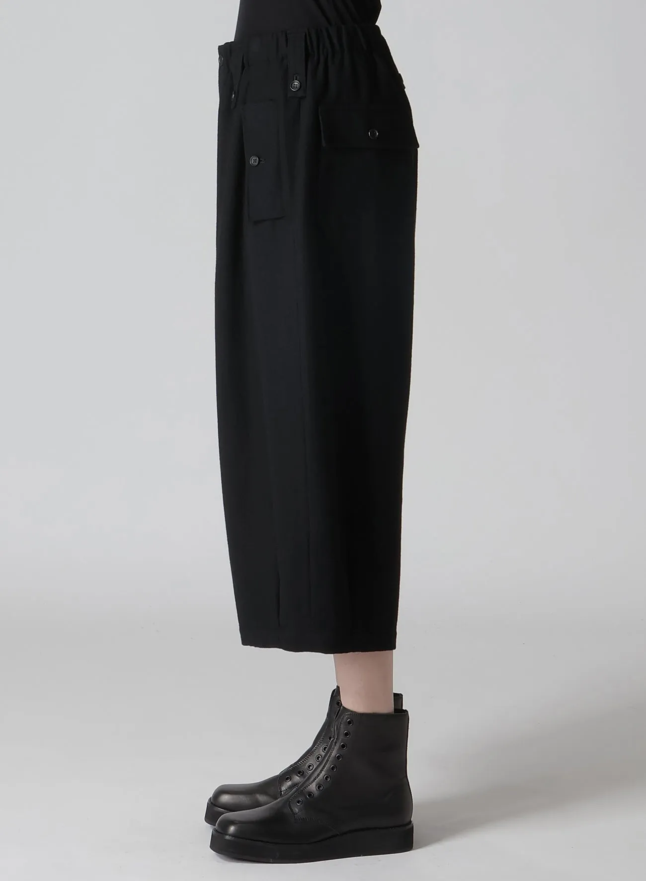 SHRINK WOOL GABARDINE POCKET DETAIL WIDE PANTS sold by Yohji Yamamoto product image thumbnail 4