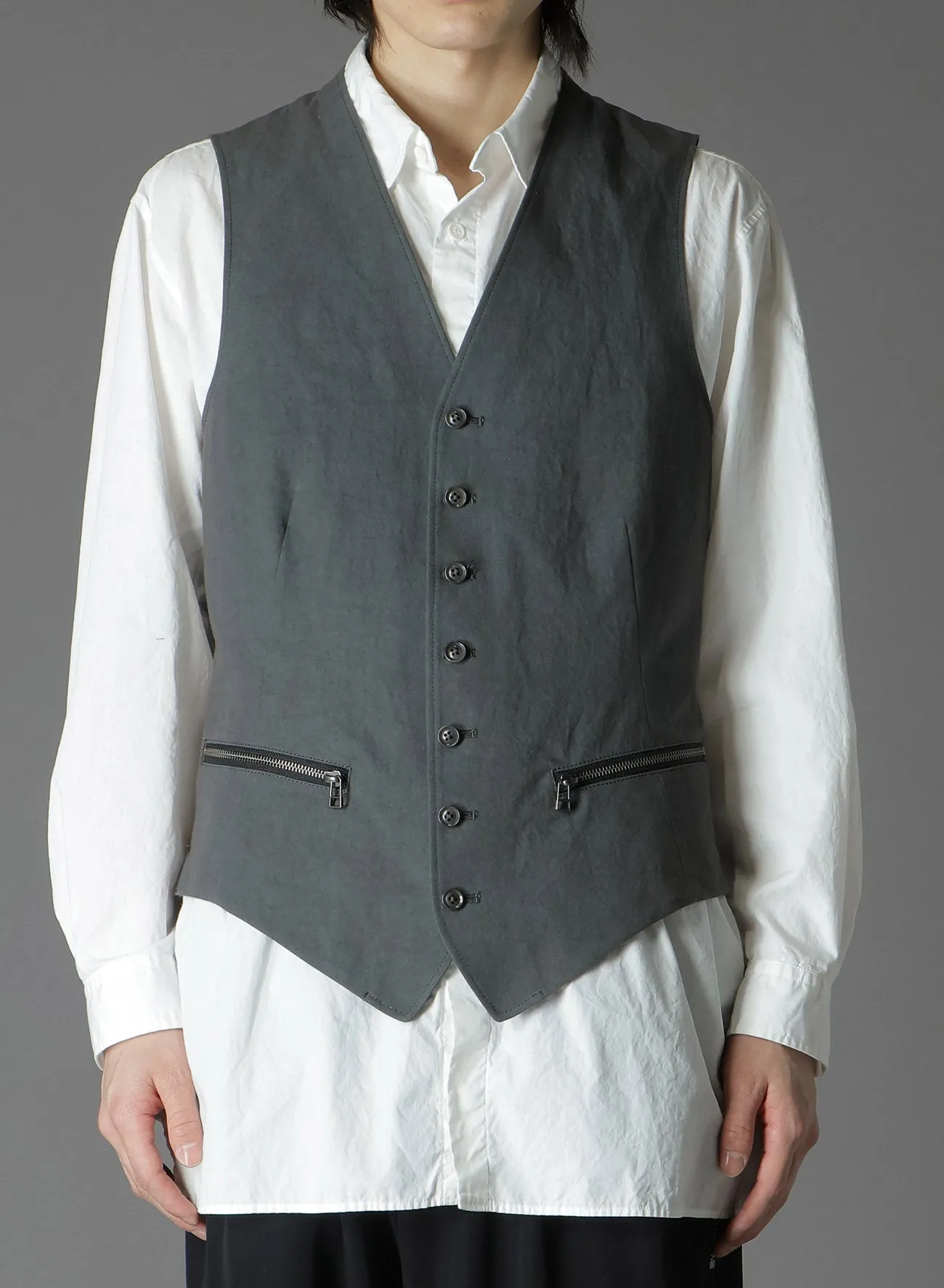 COTTON ZAZA CROSS WA ZIPPER POCKET VEST sold by Yohji Yamamoto product image thumbnail 5