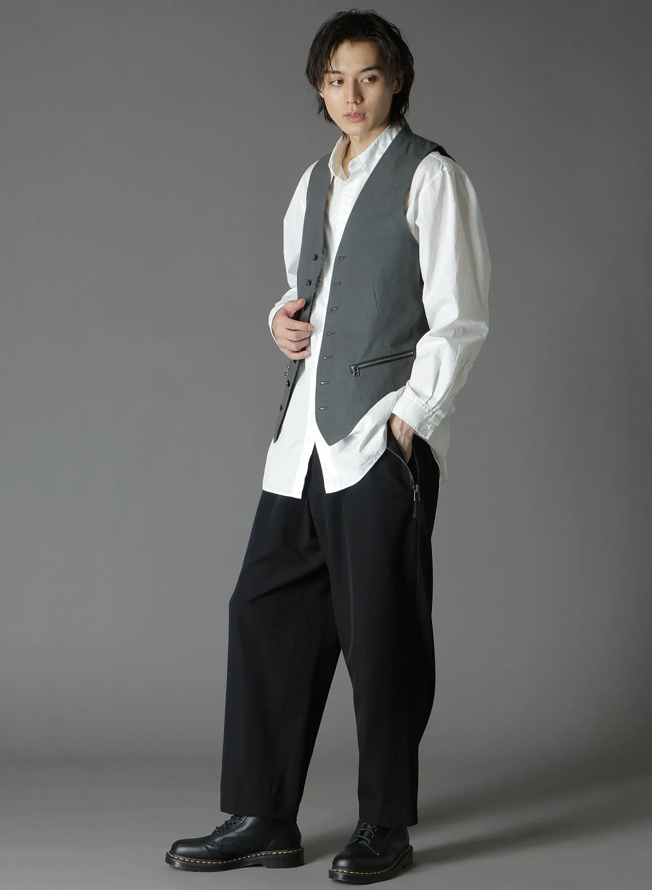 COTTON ZAZA CROSS WA ZIPPER POCKET VEST sold by Yohji Yamamoto product image thumbnail 3