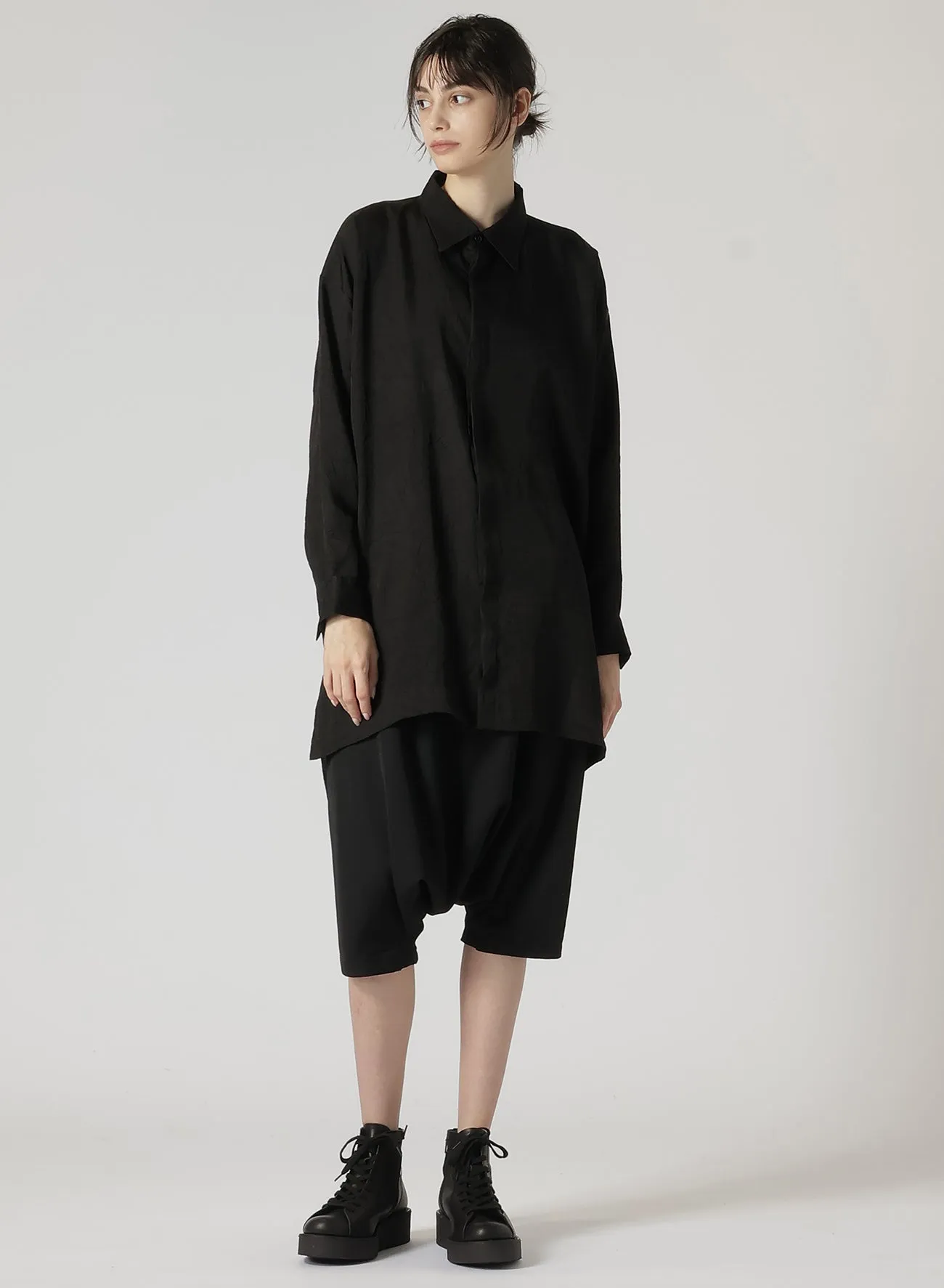 Cu WRINKLED TWILL R-DOUBLE PLACKET BLOUSE sold by Yohji Yamamoto product image thumbnail 3