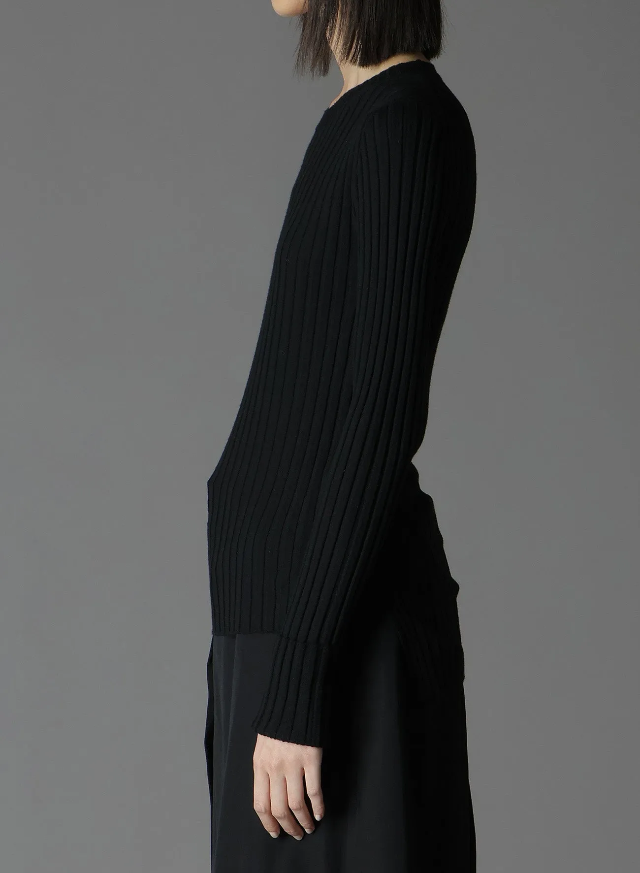 MERINO WOOL RIB CREW NECK KNITWEAR sold by Yohji Yamamoto product image thumbnail 5