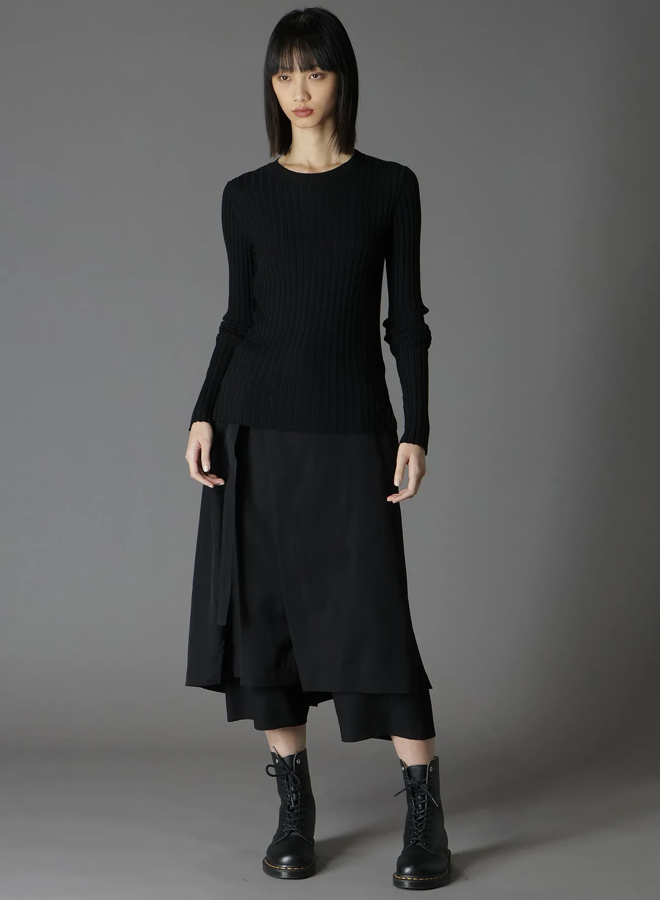 MERINO WOOL RIB CREW NECK KNITWEAR sold by Yohji Yamamoto product image thumbnail 3