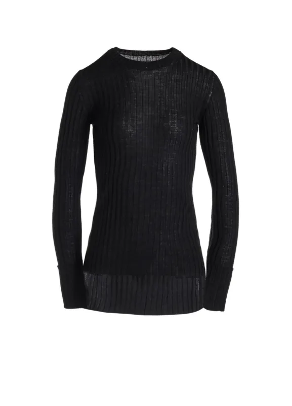 MERINO WOOL RIB CREW NECK KNITWEAR sold by Yohji Yamamoto