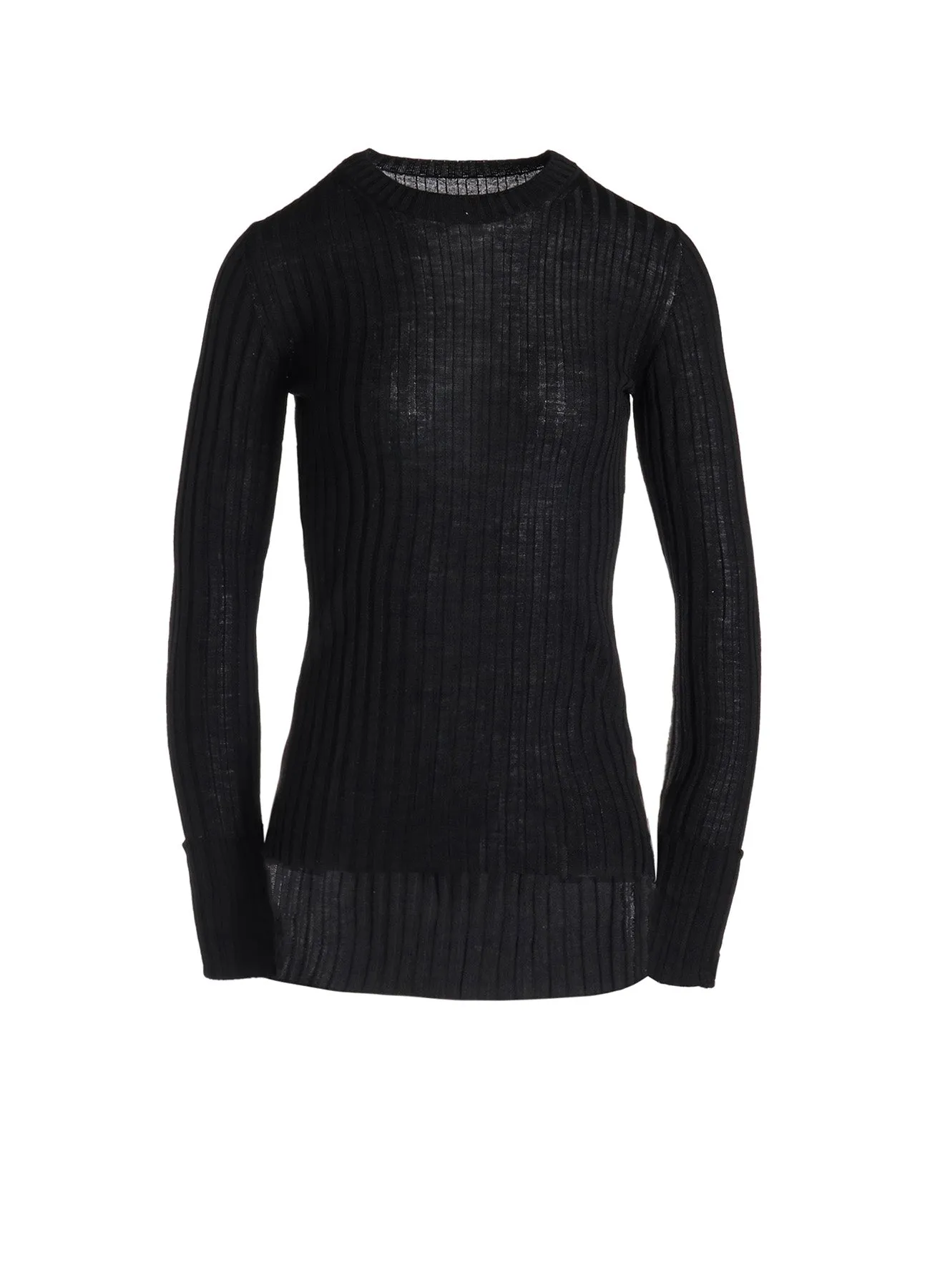 MERINO WOOL RIB CREW NECK KNITWEAR sold by Yohji Yamamoto