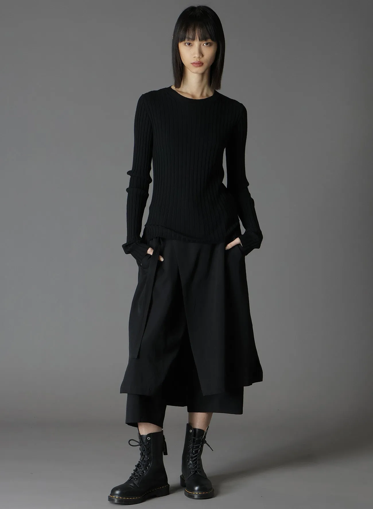 MERINO WOOL RIB CREW NECK KNITWEAR sold by Yohji Yamamoto product image thumbnail 2