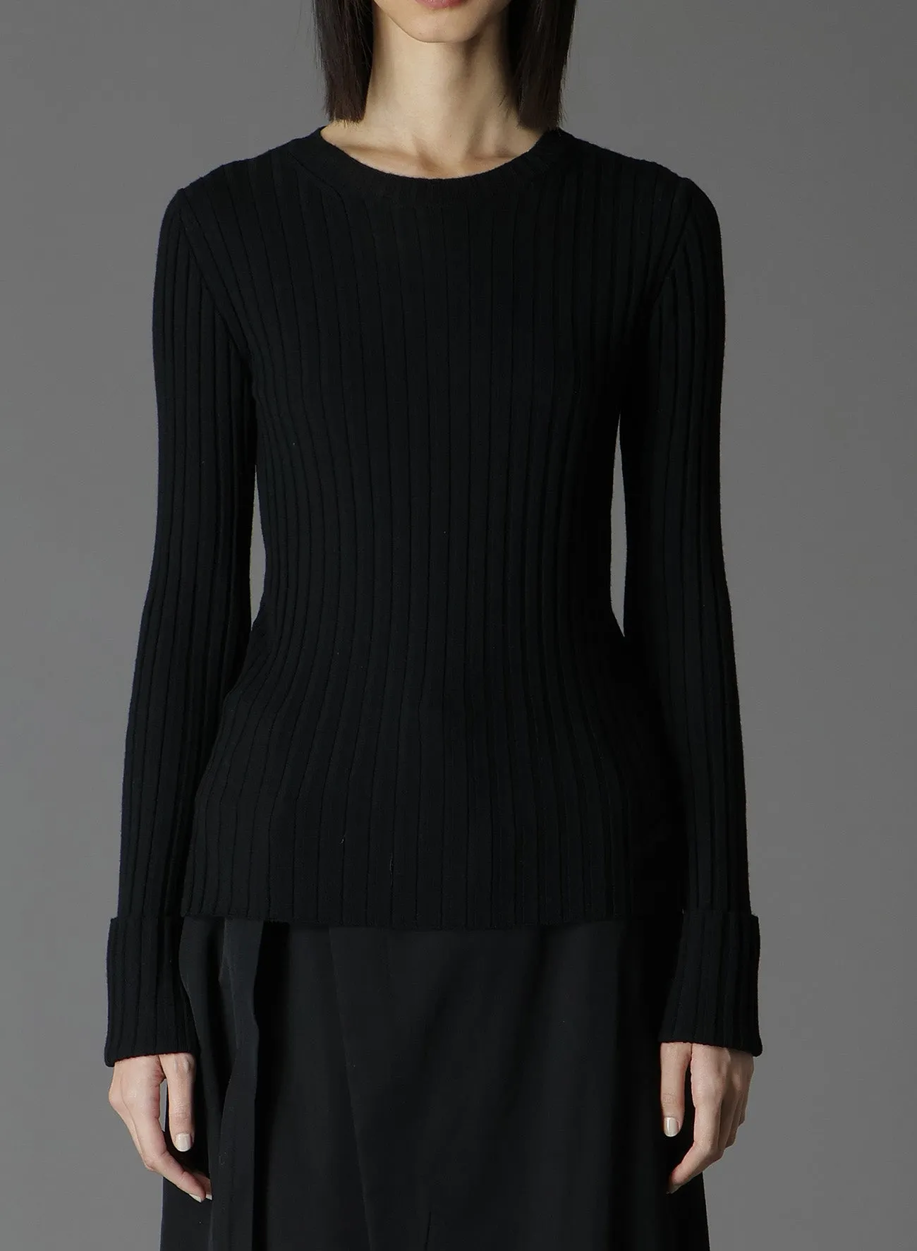 MERINO WOOL RIB CREW NECK KNITWEAR sold by Yohji Yamamoto product image thumbnail 4