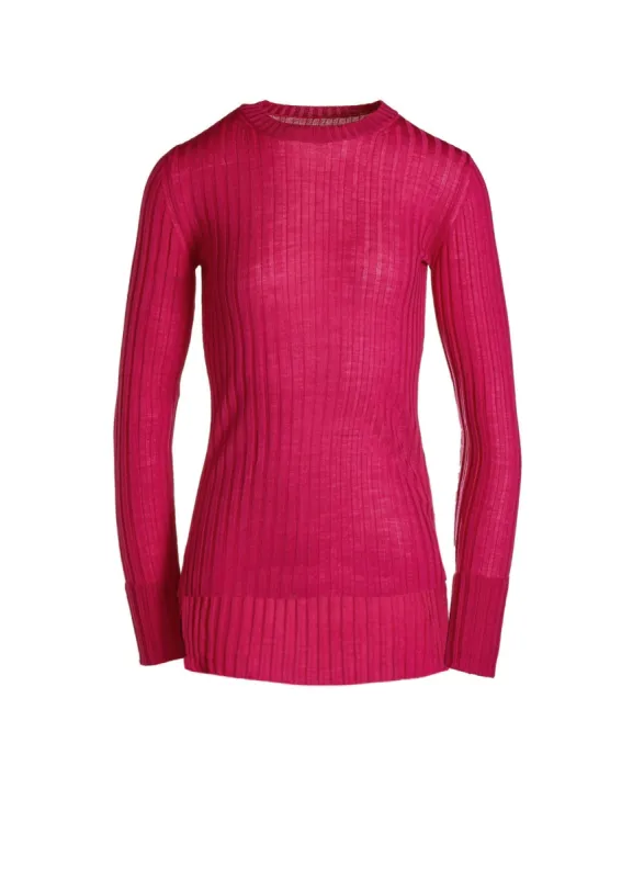 MERINO WOOL RIB CREW NECK KNITWEAR sold by Yohji Yamamoto