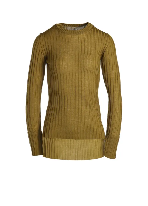 MERINO WOOL RIB CREW NECK KNITWEAR sold by Yohji Yamamoto