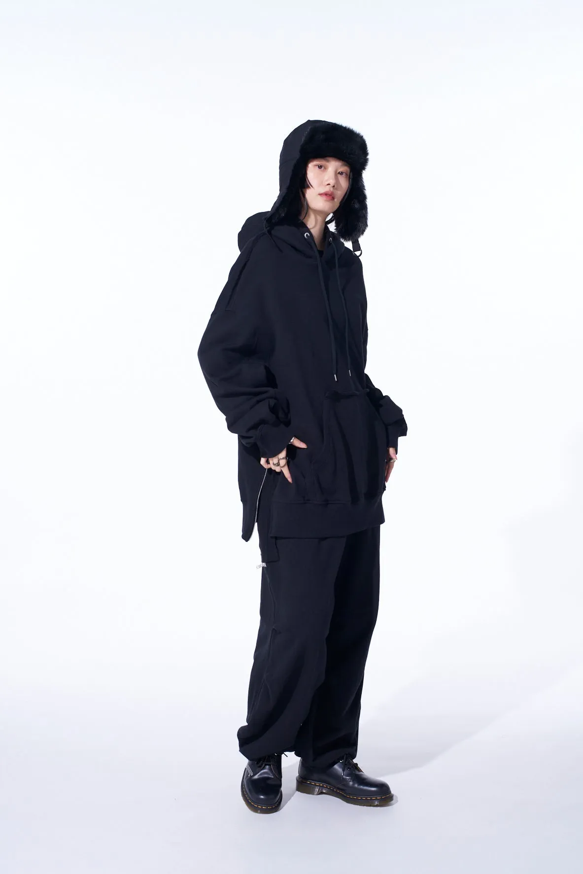 FRENCH TERRY SIDE ZIP HOODIE sold by Yohji Yamamoto product image thumbnail 3
