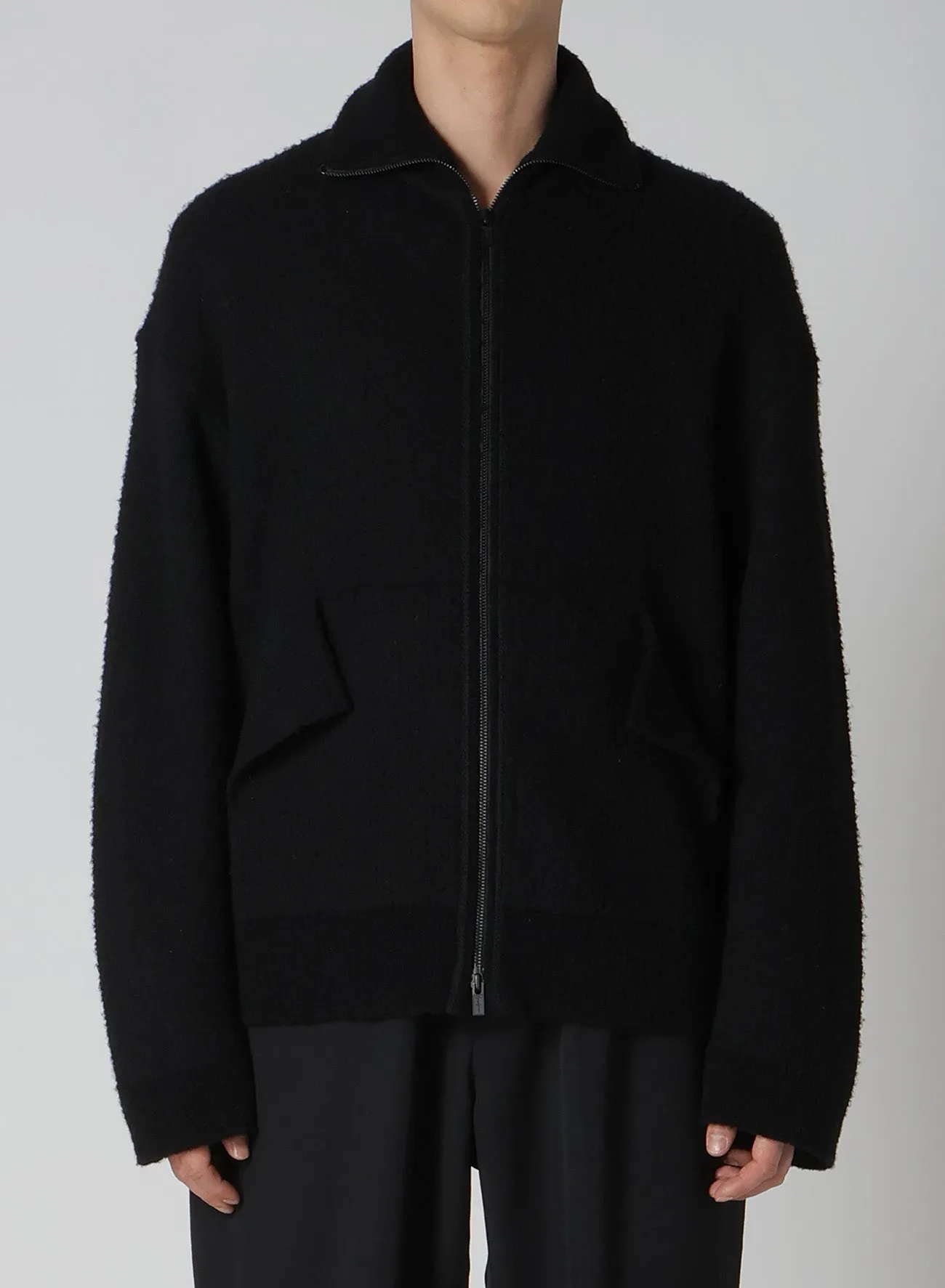 8G KNOTTED KNIT UNEVEN POCKET ZIP CARDIGAN sold by Yohji Yamamoto product image thumbnail 2