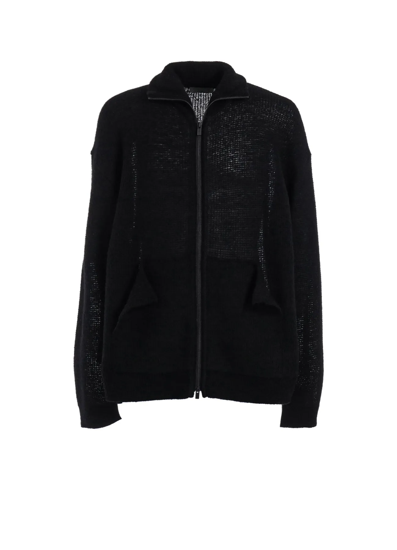 8G KNOTTED KNIT UNEVEN POCKET ZIP CARDIGAN sold by Yohji Yamamoto