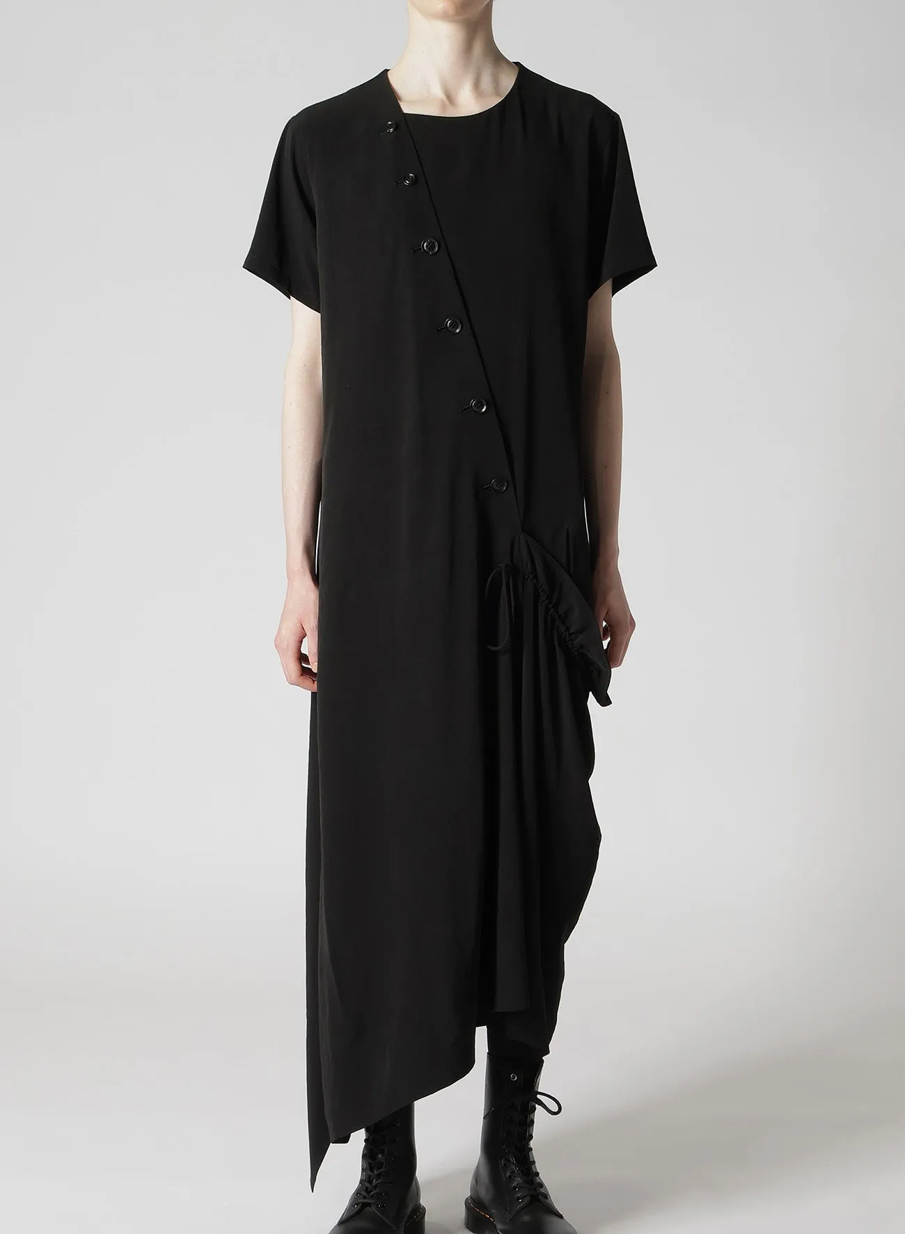 CREPE de CHINE HALF SLEEVE DRAPED DRESS sold by Yohji Yamamoto product image thumbnail 4