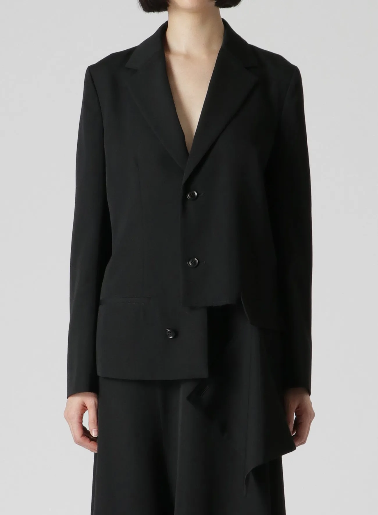 WOOL GABARDINE LEFT SLIT DETAIL JACKET sold by Yohji Yamamoto product image thumbnail 5