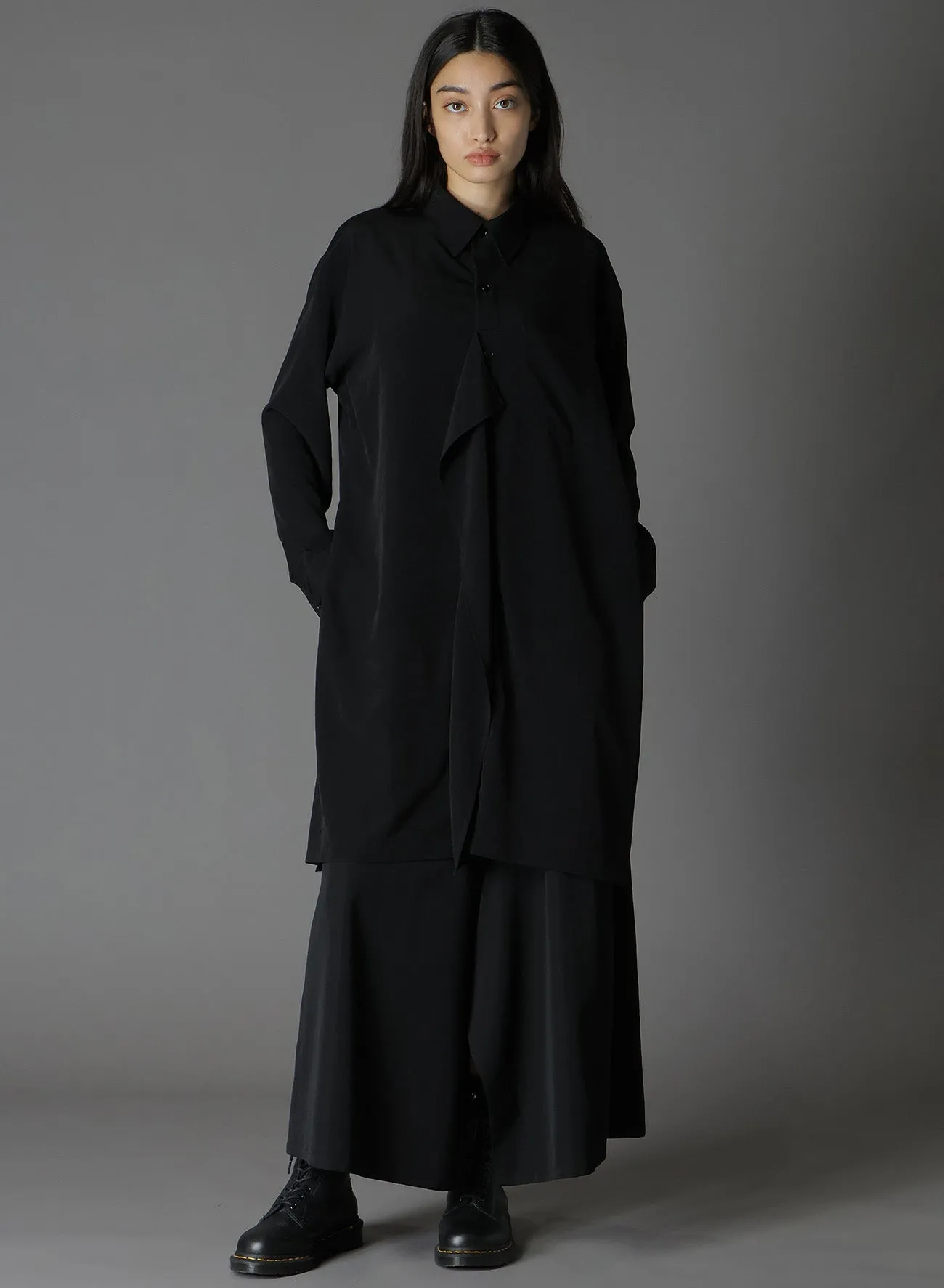 CREPE DE CHINE CUT-OUT LONG SHIRT sold by Yohji Yamamoto product image thumbnail 2