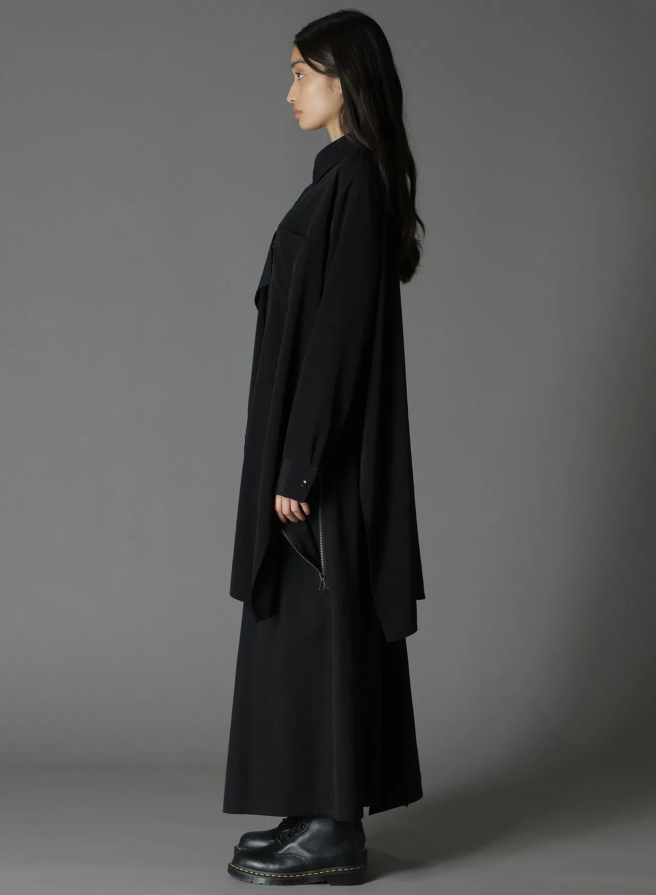 CREPE DE CHINE CUT-OUT LONG SHIRT sold by Yohji Yamamoto product image thumbnail 3