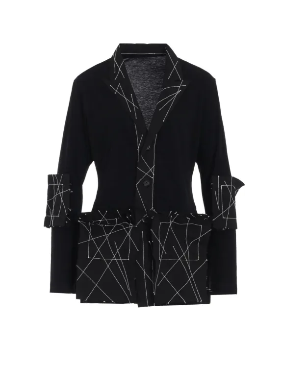 40/-HIGH TWISTED SINGLE JERSEY COMBI RANDOM EMBROIDERY JACKET sold by Yohji Yamamoto