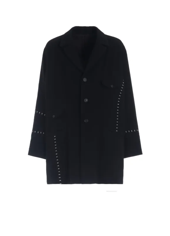 VINTAGE FLANNEL LONG JACKET WITH BLANKET STITCH sold by Yohji Yamamoto