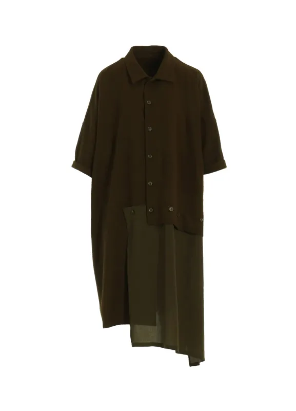 WOOL FLANNEL HALF SLEEVE SHIRTS DRESS made by Yohji Yamamoto