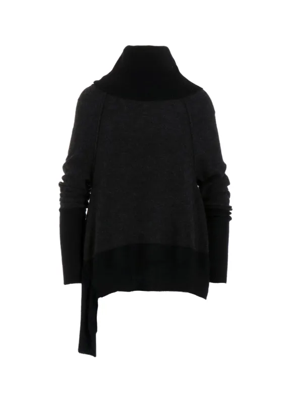 REVERSE STITCHES OFF NECK SIDE DRAPE KNIT sold by Yohji Yamamoto