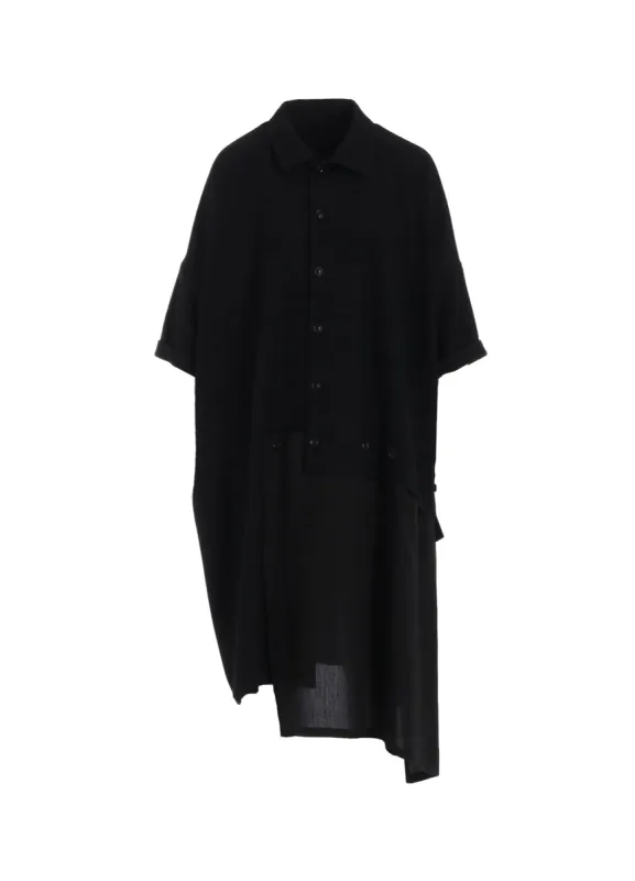 WOOL FLANNEL HALF SLEEVE SHIRTS DRESS sold by Yohji Yamamoto
