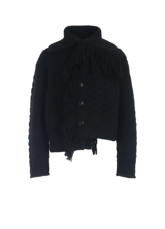 CABLE/FRINGE CARDIGAN sold by Yohji Yamamoto