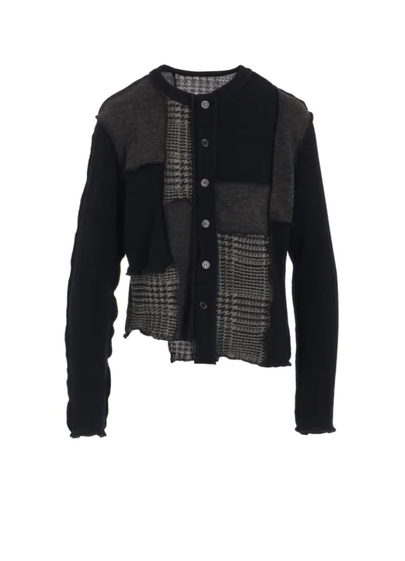 【11/8 12:00(JST) Release】HANDSTOOTH/PLAID PATCHWORK LONG SLEEVE CARDIGAN made by Yohji Yamamoto