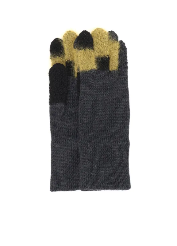 W SLUB×MOHAIR PATCHED SHORT GLOVES sold by Yohji Yamamoto